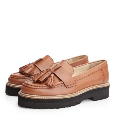Elvite Tan Leather Women Moda In Pelle Flat And Ballerina Shoes Elvite Tan Leather Women Moda In Pelle Flat And Ballerina Shoes