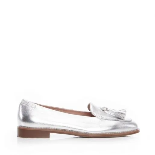 Emmarose Silver Leather Women Moda In Pelle Flat And Ballerina Shoes
