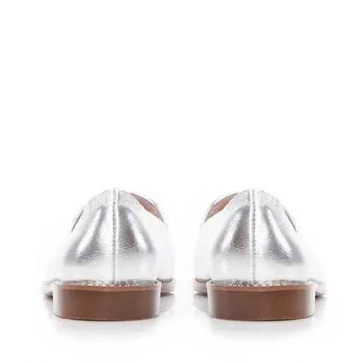 Emmarose Silver Leather Women Moda In Pelle Flat And Ballerina Shoes