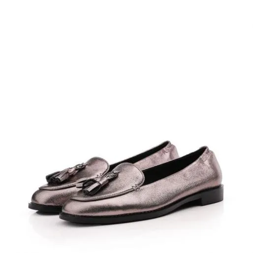 Emmarose W Pewter Leather Women Moda In Pelle Brogues And Loafers