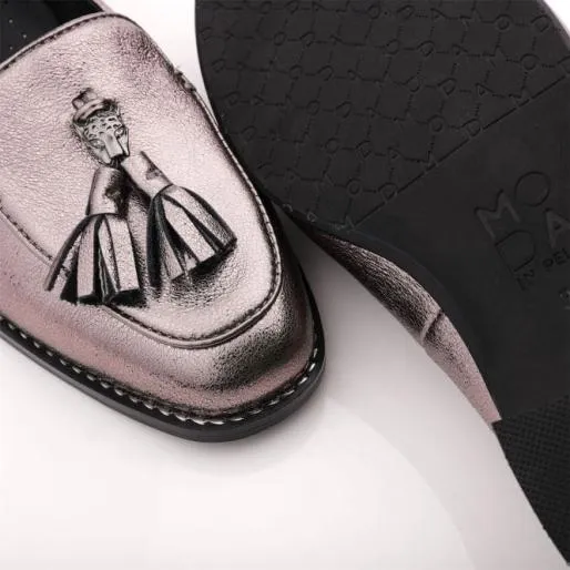 Emmarose W Pewter Leather Women Moda In Pelle Brogues And Loafers