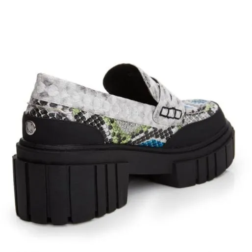 Entina Monochrome Snake Print Women Moda In Pelle Brogues And Loafers