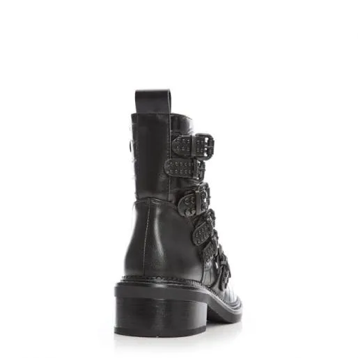 Eretina Black Croc Porvair Women Moda In Pelle Ankle Boots
