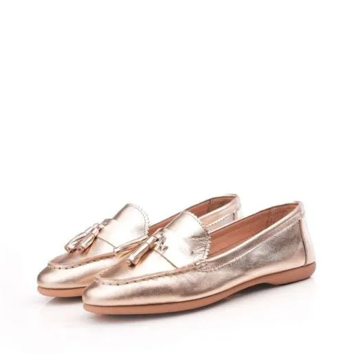 Estina Gold Metallic Leather Women Moda In Pelle Flat And Ballerina Shoes Estina Gold Metallic Leather Women Moda In Pelle Flat And Ballerina Shoes