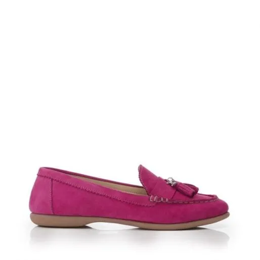 Estina Pink Nubuck Women Moda In Pelle Flat And Ballerina Shoes