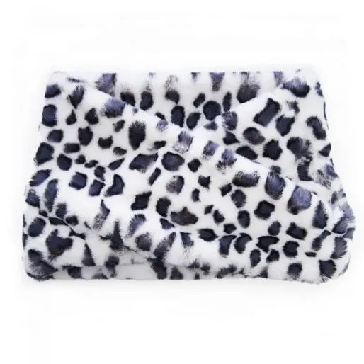 Eva Snood Grey 8211 Leopard Faux Fur Women Moda In Pelle Scarves