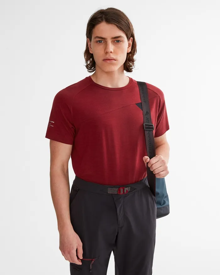 Fafne Activity Base Layer Tee Burnt Russet Men Klttermusen TShirts