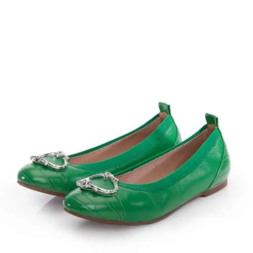 Fairy Green Leather Women Moda In Pelle Flat And Ballerina Shoes Fairy Green Leather Women Moda In Pelle Flat And Ballerina Shoes