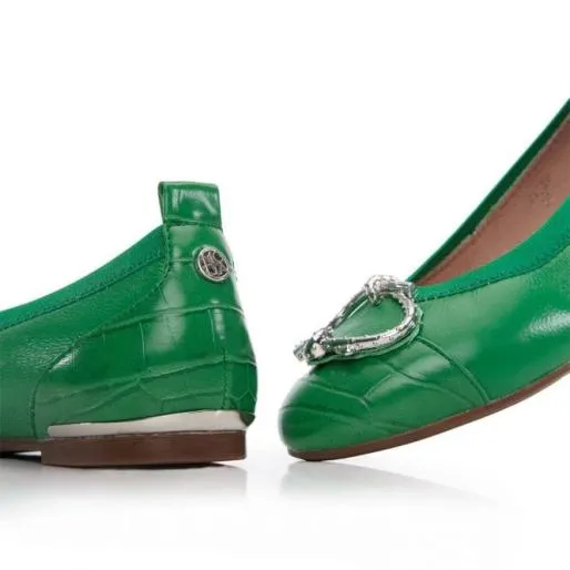 Fairy Green Leather Women Moda In Pelle Flat And Ballerina Shoes Fairy Green Leather Women Moda In Pelle Flat And Ballerina Shoes