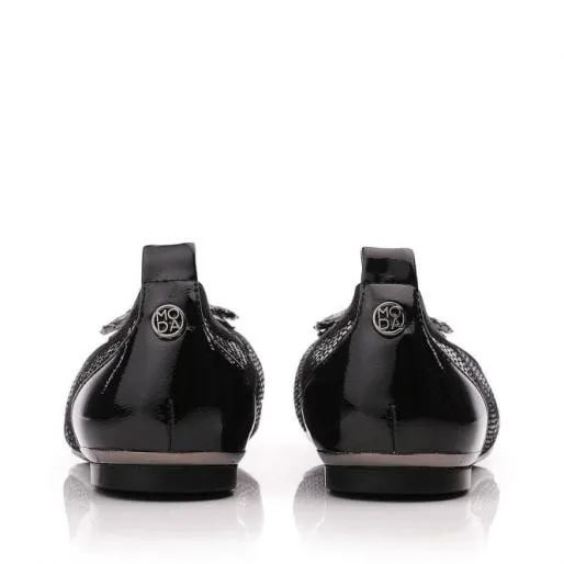 Fairy W Black Snake Print Leather Women Moda In Pelle Flat And Ballerina Shoes