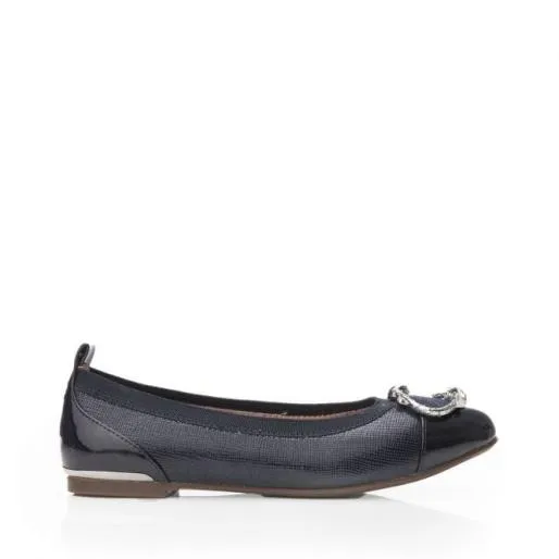 Fairy W Navy Lizard Women Moda In Pelle Flat And Ballerina Shoes