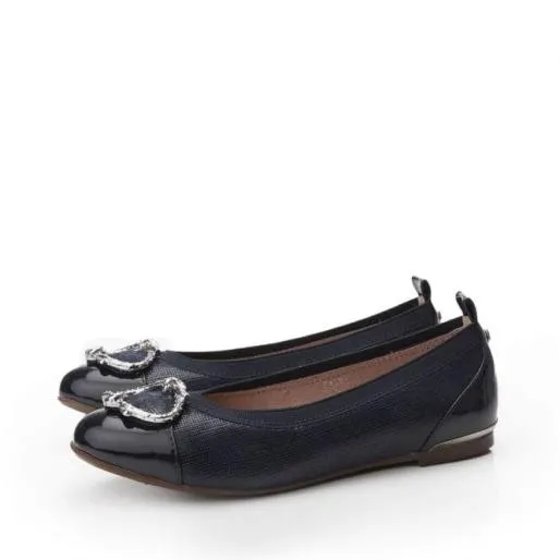 Fairy W Navy Lizard Women Moda In Pelle Flat And Ballerina Shoes