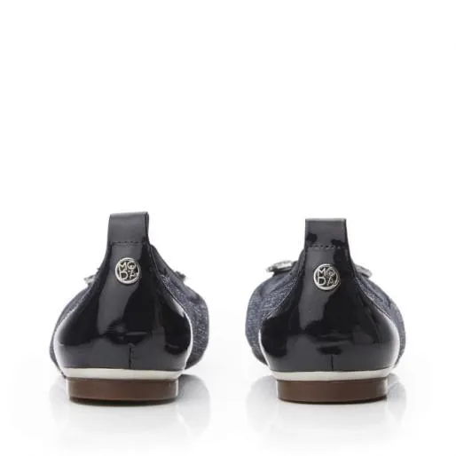 Fairy W Navy Lizard Women Moda In Pelle Flat And Ballerina Shoes