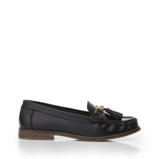 Falcheta Black Leather Women Moda In Pelle Flat And Ballerina Shoes
