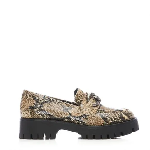 Farida Cream Snake Print Women Moda In Pelle Casual Shoes And Trainers
