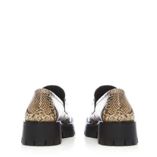 Farida Cream Snake Print Women Moda In Pelle Casual Shoes And Trainers