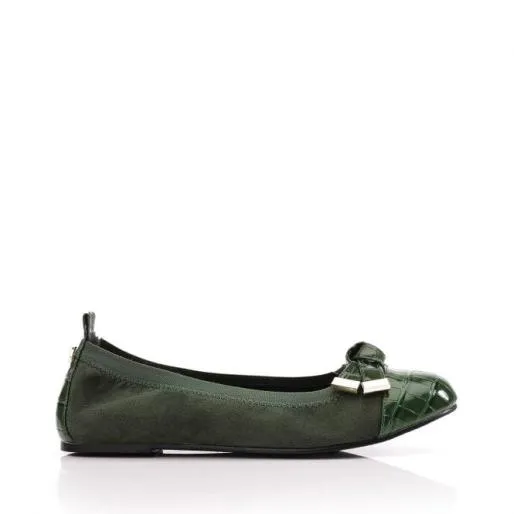 Fellicity Green Patent Mocc Croc Women Moda In Pelle Flat And Ballerina Shoes
