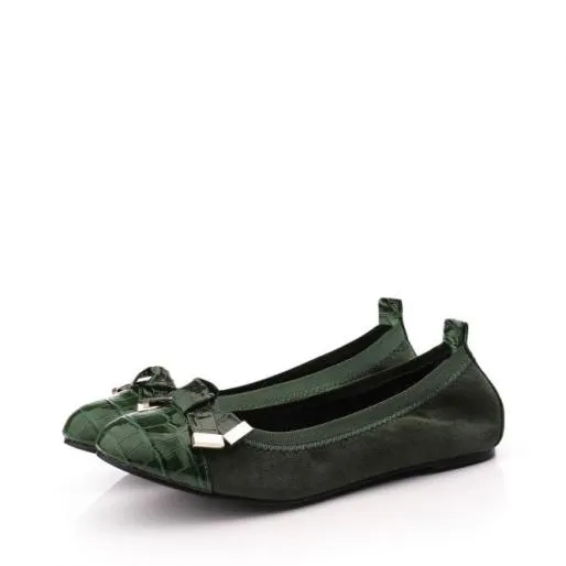 Fellicity Green Patent Mocc Croc Women Moda In Pelle Flat And Ballerina Shoes