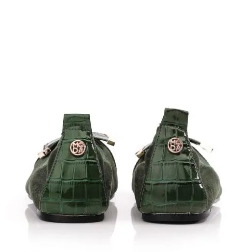 Fellicity Green Patent Mocc Croc Women Moda In Pelle Flat And Ballerina Shoes