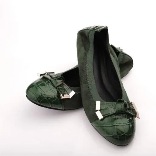 Fellicity Green Patent Mocc Croc Women Moda In Pelle Flat And Ballerina Shoes