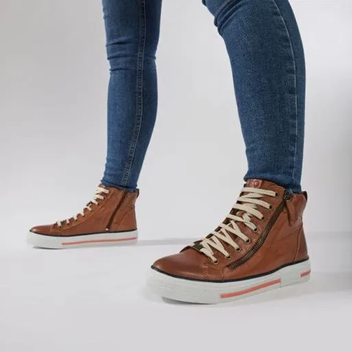 Ferozi Tan Leather Women Moda In Pelle Casual Shoes And Trainers