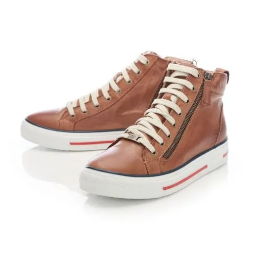 Ferozi Tan Leather Women Moda In Pelle Casual Shoes And Trainers
