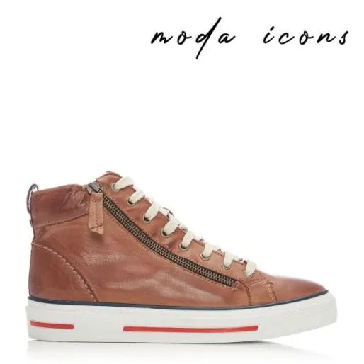 Ferozi Tan Leather Women Moda In Pelle Casual Shoes And Trainers