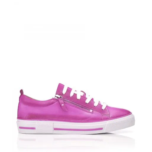 Filicia Fuschia Leather Women Moda In Pelle Casual Trainers