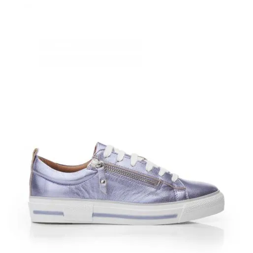 Filicia Lilac Metallic Leather Women Moda In Pelle Casual Trainers