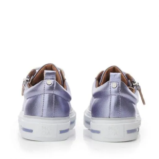 Filicia Lilac Metallic Leather Women Moda In Pelle Casual Trainers Filicia Lilac Metallic Leather Women Moda In Pelle Casual Trainers