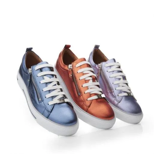 Filicia Lilac Metallic Leather Women Moda In Pelle Casual Trainers Filicia Lilac Metallic Leather Women Moda In Pelle Casual Trainers