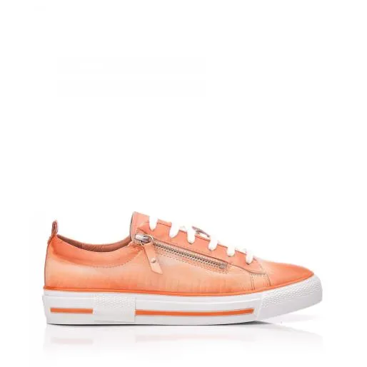 Filicia Orange Leather Women Moda In Pelle Casual Trainers