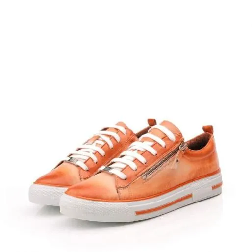 Filicia Orange Leather Women Moda In Pelle Casual Trainers