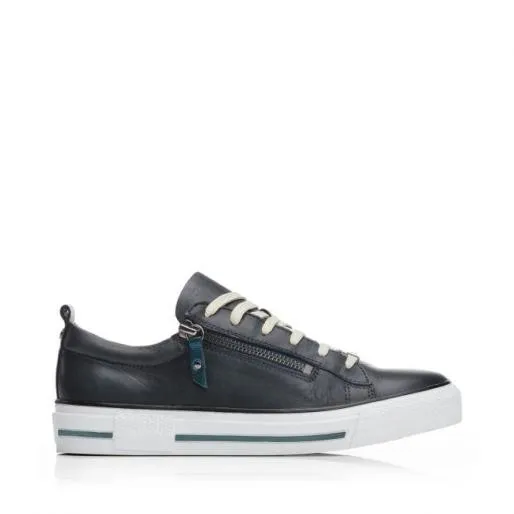 Filicia Teal Leather Women Moda In Pelle Casual Trainers