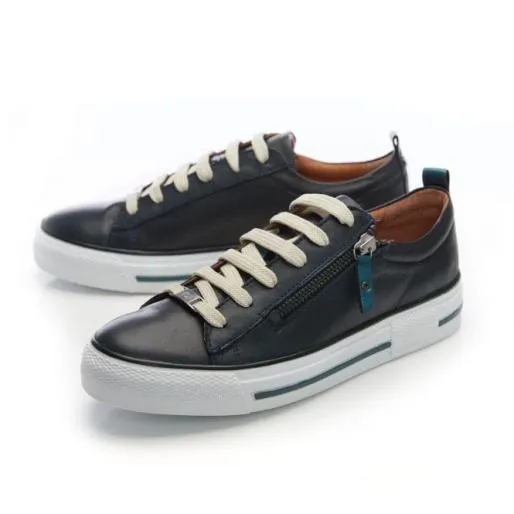 Filicia Teal Leather Women Moda In Pelle Casual Trainers