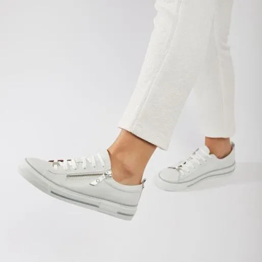 Filicia White Leather Women Moda In Pelle Casual Shoes And Trainers