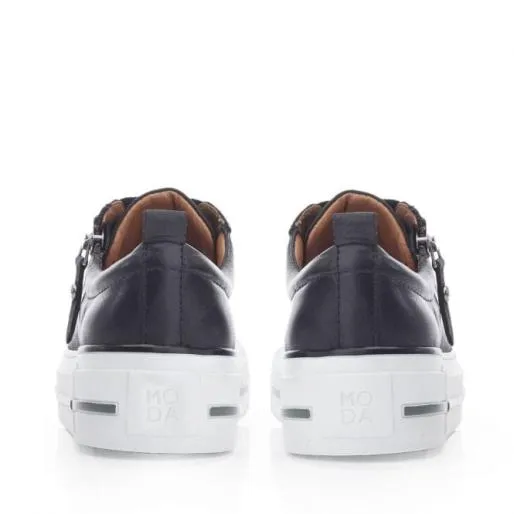 Filician Black Leather Women Moda In Pelle Casual Trainers Filician Black Leather Women Moda In Pelle Casual Trainers