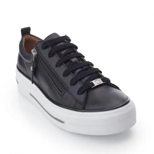 Filician Black Leather Women Moda In Pelle Casual Trainers Filician Black Leather Women Moda In Pelle Casual Trainers