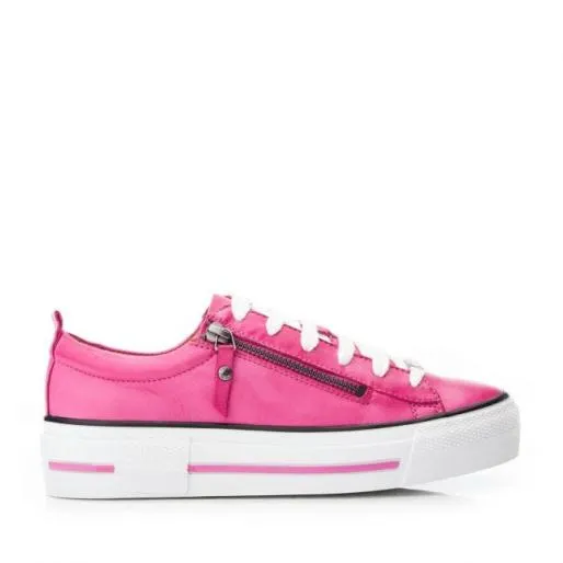 Filician Fuschia Leather Women Moda In Pelle Casual Trainers