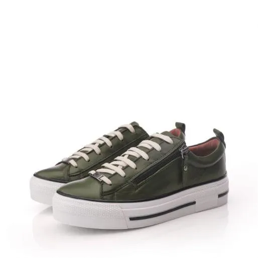Filician Green Leather Women Moda In Pelle Casual Trainers Filician Green Leather Women Moda In Pelle Casual Trainers
