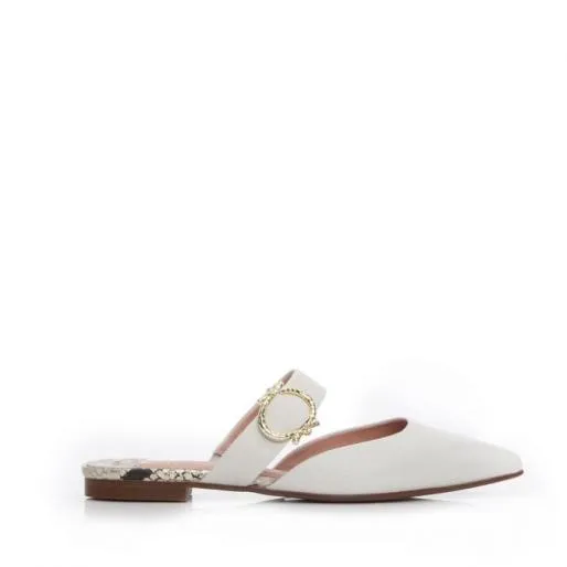 Florally Off White Leather Women Moda In Pelle Flat Sandals Florally Off White Leather Women Moda In Pelle Flat Sandals