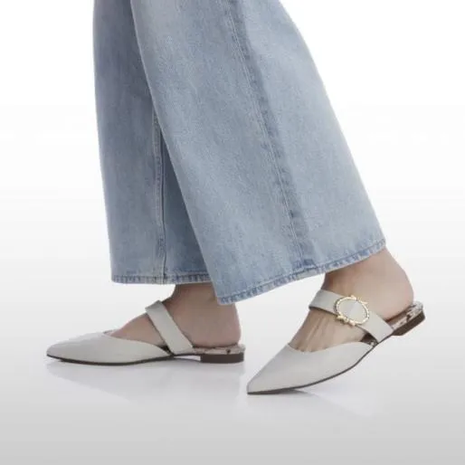 Florally Off White Leather Women Moda In Pelle Flat Sandals Florally Off White Leather Women Moda In Pelle Flat Sandals
