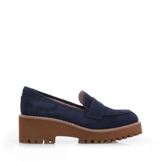 Florense Navy Suede Women Moda In Pelle Brogues And Loafers