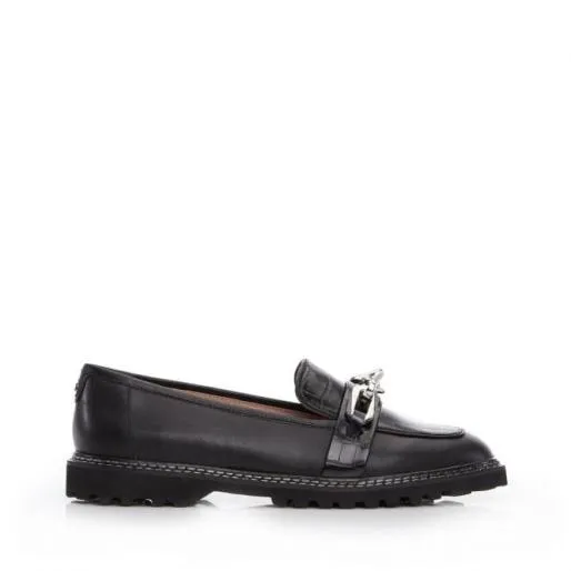 Furla Black Croc Leather Women Moda In Pelle Flat And Ballerina Shoes