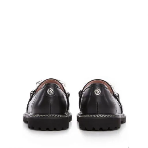 Furla Black Croc Leather Women Moda In Pelle Flat And Ballerina Shoes