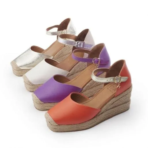 Galiana Purple Leather Women Moda In Pelle Wedge Sandals Galiana Purple Leather Women Moda In Pelle Wedge Sandals