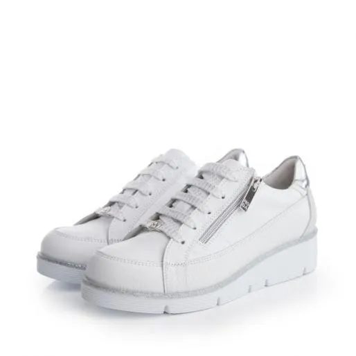 Genette White Leather Women Moda In Pelle Casual Shoes And Trainers Genette White Leather Women Moda In Pelle Casual Shoes And Trainers