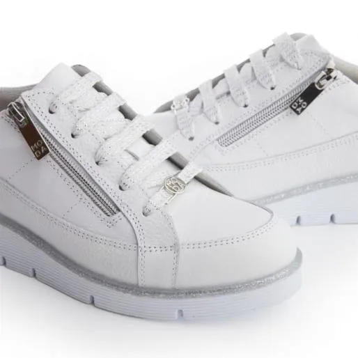Genette White Leather Women Moda In Pelle Casual Shoes And Trainers Genette White Leather Women Moda In Pelle Casual Shoes And Trainers