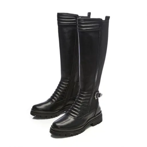 Giada Black Leather Women Moda In Pelle Black Boots Giada Black Leather Women Moda In Pelle Black Boots