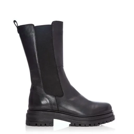 Giella Black Leather Women Moda In Pelle Black Boots